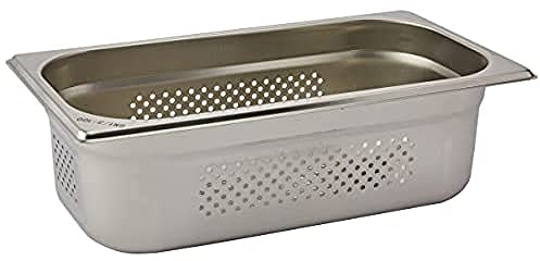 Saro - Budget Line Bac GN 1/3 Perforé, Inox, Profondeur 100 mm, pour Cuiseur Vapeur et Bain-Marie, 4 l
