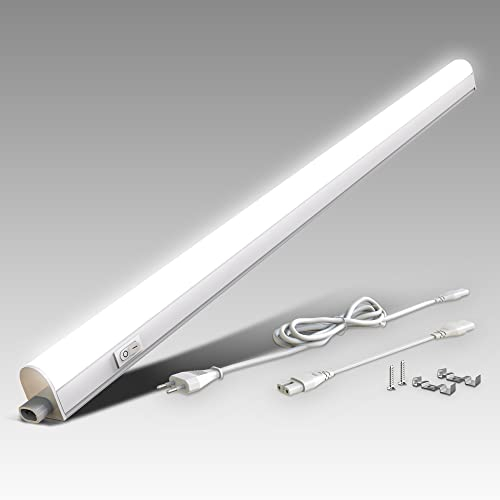 B.K.Licht Lampada sottopensile cucina LED, luce bianca naturale 4000K, da 15W, lunghezza 87.3cm, interruttore on off, plastica, lampada collegabile con lampade uguali, 230V, IP20