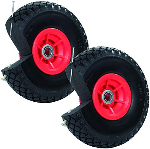 TRUTZHOLM 2X pannensicheres Sackkarrenrad 260x85mm Vollgummi 3.00-4 PU Ersatzrad für Sackkarre Rad Reifen 75mm Nabenlänge (Rot, versetzte 60 mm Nabe)