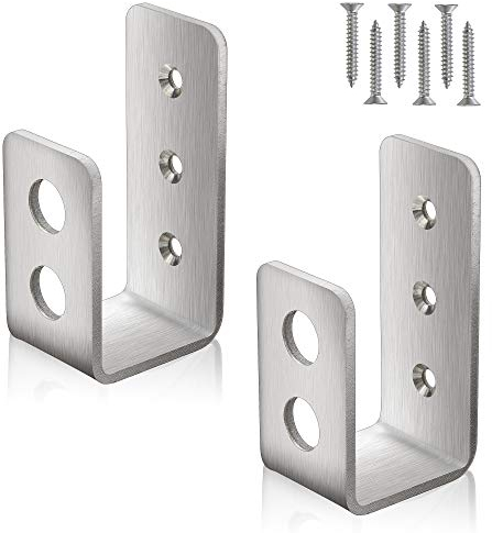 2x4 (1.5x3.5 inch) Door Barricade Brackets (2 pcs) | Drop Open Bar Holder Marine Grade Stainless Steel U Bracket for 2 by 4 Lumber as Security Door Reinforcement, Door Jammer, Barn, Shed, Garage, Gate