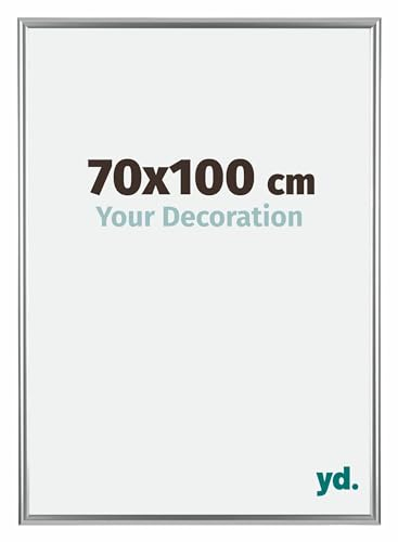 yd. Your Decoration - Bilderrahmen 70x100 cm - Silber - Bilderrahmen aus Kunststoff mit Acrylglas - Antireflex - 70x100 Rahmen - Bordeaux