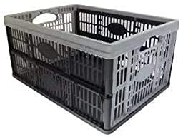 Foldable Crate Plastic Storage Basket – Folding Collapsible Plastic Box – Great to store vegetables, Books, toys - 32 Litre Foldable (Crate Pack of 2)