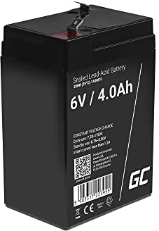 GreenCell Batteria AGM 6V 4h al Piombo Accumulatore Sigillata VRLA Senza Manutezione Ricaricabile Batterie di Ricambio Ermetica Giocattoli Bambini UPS Bilancia Recinzione Allarme, 4Ah