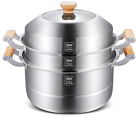 MNSSRN Vapore a Vapore Multistrato a Grande capacità, Vapore per Uso Professionale/in Acciaio Inossidabile Domestico, utilizzato per fornello a Gas/in Assi,40CM