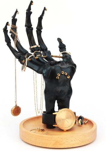 SUCK UK Skeleton Hand Hanging Jewellery Tidy/Skeletthand Schmuckhalter | Organizer und Display-Ständer | Schmuckaufhänger zum Präsentieren von Ringen, Armbändern, Halsketten Und Ohrringen