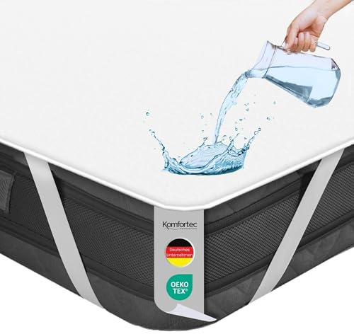 Komfortec Wasserdichter Matratzenschoner 200x200cm | Atmungsaktiv, Knisterfrei, Oeko-TEX Zertifiziert | Matratzen Inkontinenzauflage, Bequeme Passform | Weiß
