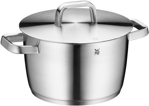WMF Iconic - Pentola grande 22 cm, coperchio in metallo, pentola per carne a induzione, 4,7 l, grande pentola, acciaio inox Cromargan lucido, non rivestita