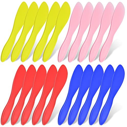 Aemygo 20 esparcidores de mantequilla de plástico, herramientas multiusos de 7 pulgadas para niños, versátiles cuchillos de glaseado de cocina para sándwich de mermelada de crema de queso