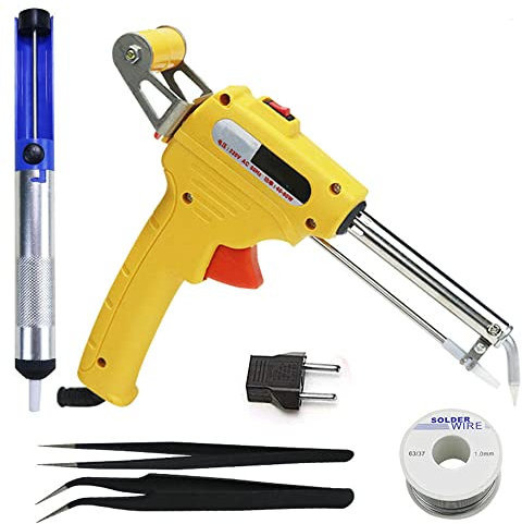 Pistola per saldatore, strumento di riparazione per saldatura a calore interno, portatile, con pompa dissaldante, pinzette, fili di saldatura per riparazione di circuiti stampati e fai da te, 60 W