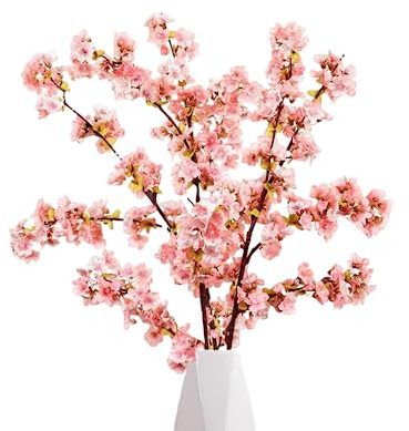 3 rami di ciliegio artificiali, 100 cm, rami di fiori di ciliegio in seta, per matrimoni, decorazioni per la casa, colore rosa