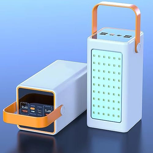 WTHOME Stor kapacitet 66W snabbladdning + Pd20W Bärbar Utomhusmobil Power Bank med Belysning,White-70000mAh