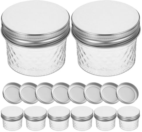 Alipis 120ml Einmachgläser mit Schraubdeckel 16 Stück Vorratsgläser aus Glas und Weißblech Einfach zu Reinigen und Nachzufüllen Geeignet für Hotel und Konditorei