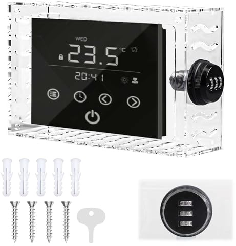 Thermostat Lock Box,Thermostat Protective Cover,Thermostat Guard Box, Clear Thermostat Guard for Thermostat on Wall,Thermostat Cover Box with Lock