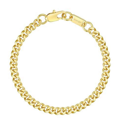 DJADEE Armband Panzerarmband, 24 Karat vergoldet, Damen Herren, wasserfest, hypoallergen, 4 und 5 mm, 24 Karat gestempelt (5 mm x 21 cm)