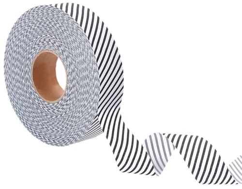 MAYJOYDIY Schrägband Mit Schwarzen Streifen 95 m×30mm Einfach Gefaltet Schrägband Saumband Polyester Paspelierung Quilting Kleidungszubehör Für Teppichkanten DIY Handwerk Nähen Nähen