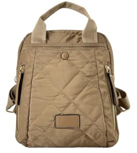 MODELISA - Bolso Mochila Acolchada De Hombro Estilo Casual Mujer (Caqui)