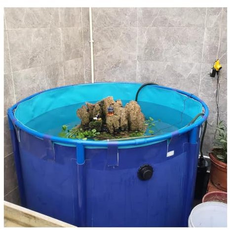 Rygcrud Étangs en Toile PVC avec Cadre, Autoportant Aquarium pour Koi/Poissons Rouges Réservoir De Stockage Piscine Hors Sol Réservoir d'eau(3x0.8 m)