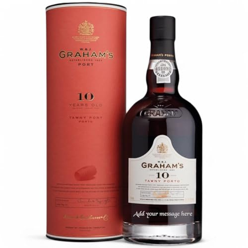 Personalised Graham’s 10 Year Old Tawny Port Gift for all occasions, Customised Engraved Port Bottle, Tawny Port with Custom Engraving, Premium Alcohol Gift Ideas 75cl