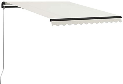 Tenda da giardino retrattile, 300 x 250 cm, color crema, per esterni, con design a scomparsa manuale