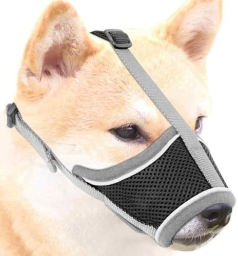 RUKAN Museruola Cane Traspirante Regolabile con Cinghie, per Cani di Piccola e Media Taglia, in Rete (Mesh)