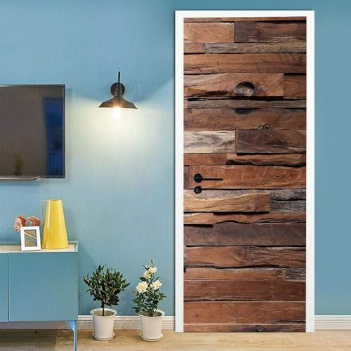 3D Türtapete Selbstklebend Retro-Holzmaserung 77 X 200 Cm Diy Wandbild Pvc Wasserdicht Pvc Türtattoos Türposter Türaufkleber Fototapete Türfolie Für Tür,Wohnzimmer,Schlafzimmer,Küche T-30392773424655