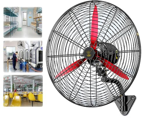 YAVYAV Ventilatore Da Parete Industriale, 3 Velocità, Interamente In Metallo, Motore Con Doppio Cuscinetto A Sfera, Angolo E Inclinazione Regolabili, Con Griglia Di Sicurezza(66cm)
