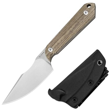 Kizer Mini Harpoon Couteau à Lame Fixe avec Étui, Couteau de Camping à Lame AEB-L et Manche en Micarta, Petits Couteaux EDC à Lame Fixe pour le Camping, la Randonnée et la Survie 1040S7