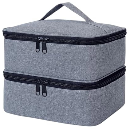 Set di manicure professionale custodia portatile per flaconi di smalto strumento lampada doppio scomparto organizer protettivo per unghie organizer per smalto, Grigio