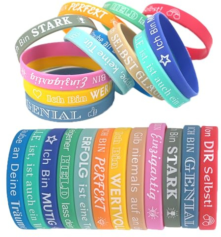 CHAOTEMAI 24 Piezas Pulseras Niños de Silicona Pulseras Personalizadas Motivacionales Pulsera Hombre Personalizada Regalos para Alumnos Primaria para Adolescentes Estudiantes Colegas Niños Niñas
