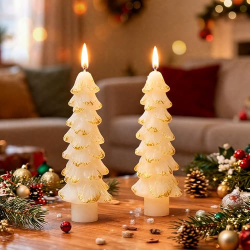 Velas navideñas decorativas, velas cilíndricas, juego de velas de cera de soja natural, pequeños regalos navideños para mujeres, decoración navideña, para la mesa, fiestas y regalos de Adviento