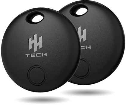 HH-Tech Smart Tag (Pack-2 Black) For Apple iOS Devices, Smart Tracker, Key Finder, Replaceable Battery, Easily Track Your Wallet, Bag, Suitcase, and More Worldwide with Apple Find My App