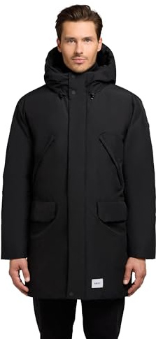 khujo herr parkas varm lång vinterrock med fodrad huva Figaro S-XXL, svart, XL