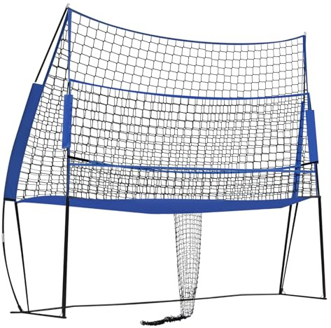 3 in 1 Volleyball Rebounder Netz 2.4 x 3.3m, 4 Verstellbaren höhe, Reboundernetz für Volley Ball Training tragbare Netzstation, für Team- & Einzeltrainin im Innen- und Außenbereich (Blau)