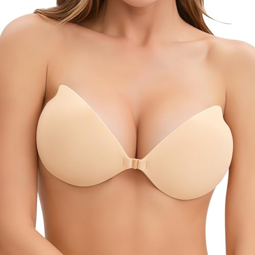 ZipYeeou Sticky Bra for Women Strapless Bras Backless Stick on Bra Push up Support Invisible Women's Adhesive Bras Silicone Push up Sticky Perfect for Backless Dresses Wedding & Party Daily Wear