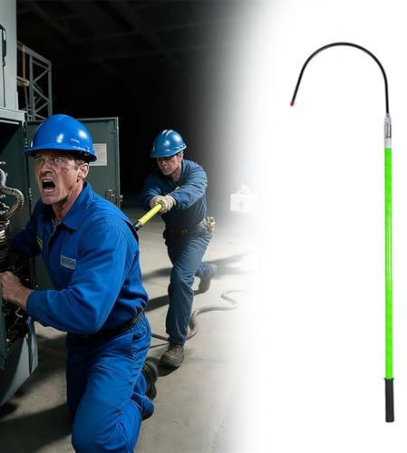 Isolerad räddningskrok med skydd mot elektriska stötar, avtagbar 40,6 cm (16 tum) krokhuvud, dragstång, säkerhets- och försvarsverktyg för nödåtgärder, för kraftanläggning/fordonunderhåll (grön,