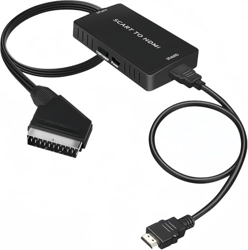 ZISONIX Convertitore SCART a HDMI con interruttore 720p/1080p, adattatore per monitor TV, proiettore, lettore DVD, VHS, STB, Xbox