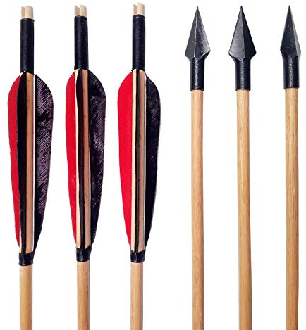 SHARROW 6st Bågskytte Pilar Träpilar Traditionell Träpil Handgjord Målpilar med 5 tum Naturfjädrar för Recurve Båge Långbåge (Typ 2)