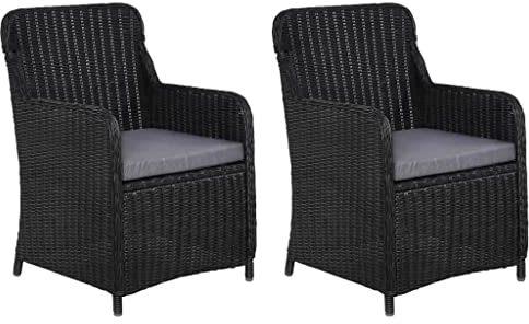 vidaXL 2X Gartenstuhl mit Polster Poly Rattan Gartensessel Sessel Stuhl Stühle