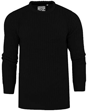 Brave Soul Mens Binary' & 'Neutron' Crew Neck Jumper Fishermans Chunky Rib Knit