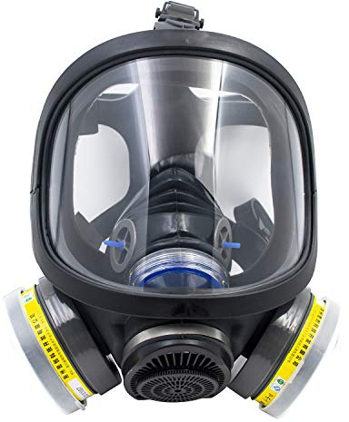 Maschera antigas riutilizzabile professionale inorganica e organica, maschera antigas a doppio filtro a carbone attivo (maschera con filtro P-E-1)