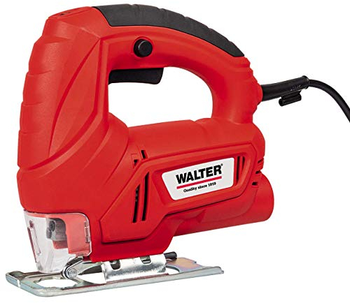 WALTER Stichsäge 400 W, kraftvoll und trotzdem handlich, variable Hubzahl von 500-3000 U/min in 6 Stufen einstellbar, inkl. Absauge Adapter und 2 Sägeblättern (Schnitttiefe in Stahl/Holz 6mm/55mm)