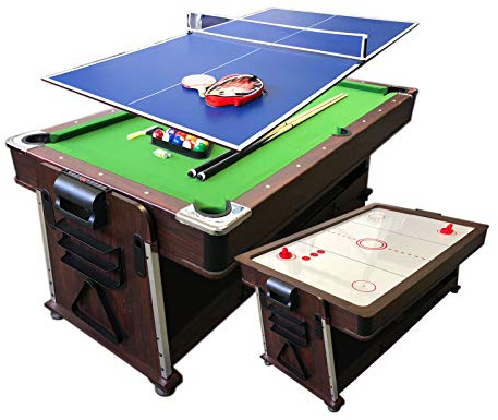 grafica ma.ro srl Biliardo 7 FT Carambola Verde + Air Hockey + Piano Ping Pong + Piano per Tavolo MOD. Mattew