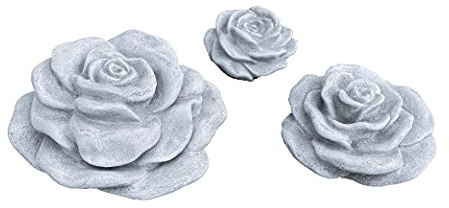 stoneandstyle 3er Set Stein Blüten Set Rosenblüte frostfest wetterfest Steinguss