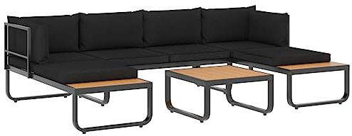 vidaXL Garten Ecksofa Set 4-tlg. mit Auflagen Gartenmöbel Sofa Lounge Gartenset Gartensofa Sitzgruppe Sitzgarnitur Garten Garnitur Aluminium WPC