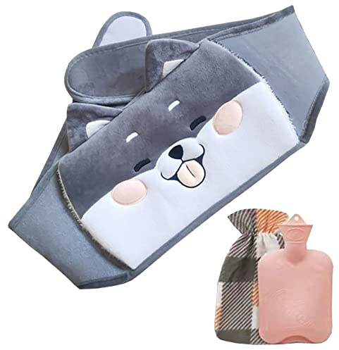 hansum Hot Water Bottle with Waist Cover 120cm Wearable Hot Water Bottle Belt Wrap around Hot Water Bottle for Body Shoulder Neck Waist (Color : Dog)