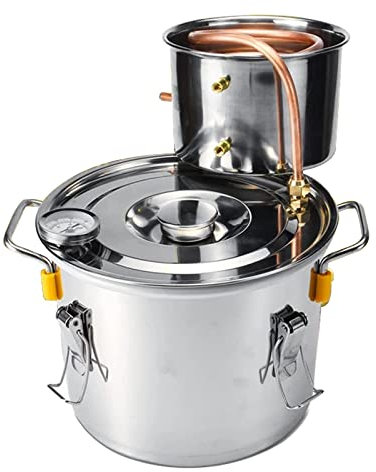 ANZAGA Kit per la Produzione di Birra Fatta in casa in Tubo di Rame per Caldaia in Acciaio Inossidabile con termometro Integrato,12l/3gal