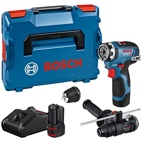 Bosch Professional 12V System perceuse-visseuse sans-fil GSR 12V-35 FC - FlexiClick System (avec 2 x GBA 12V 3.0Ah, chargeur GAL 12V-40, 2 adapt. FlexiClick, poignée aux., butée profondeur, L-BOXX)