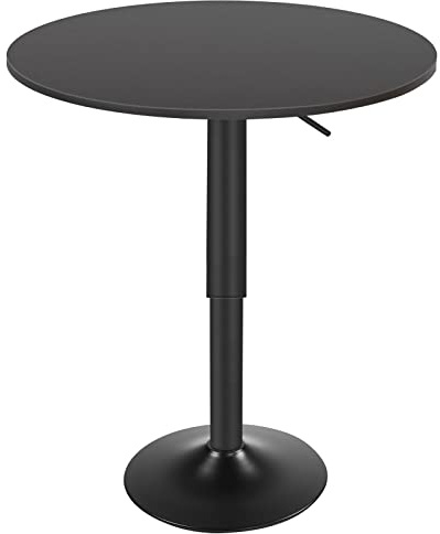 HOOBRO Bar Table, Height-Adjustable Round Pub Table 27-35.4 Inches, Cocktail Table with Sturdy Base, Modern Style, Easy to Assemble, Suitable for Small Space, Black BK58BT01G1