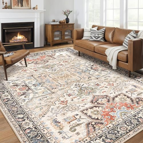 homewill 8x10 Area Rugs for Living Room - Large Carpet Ultra Thin Soft Washable Oriental Vintage Floral Distressed Big Indoor Carpets for Bedroom Nursery Dorm Home Decor Aesthetic - Multi