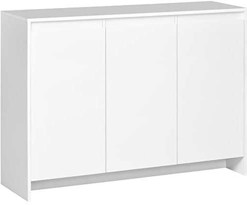 HOMCOM Credenza Moderna a 12 Ripiani Interni in Truciolato per Cucina, Soggiorno e Ingresso, 120x35x85 cm, Bianco
